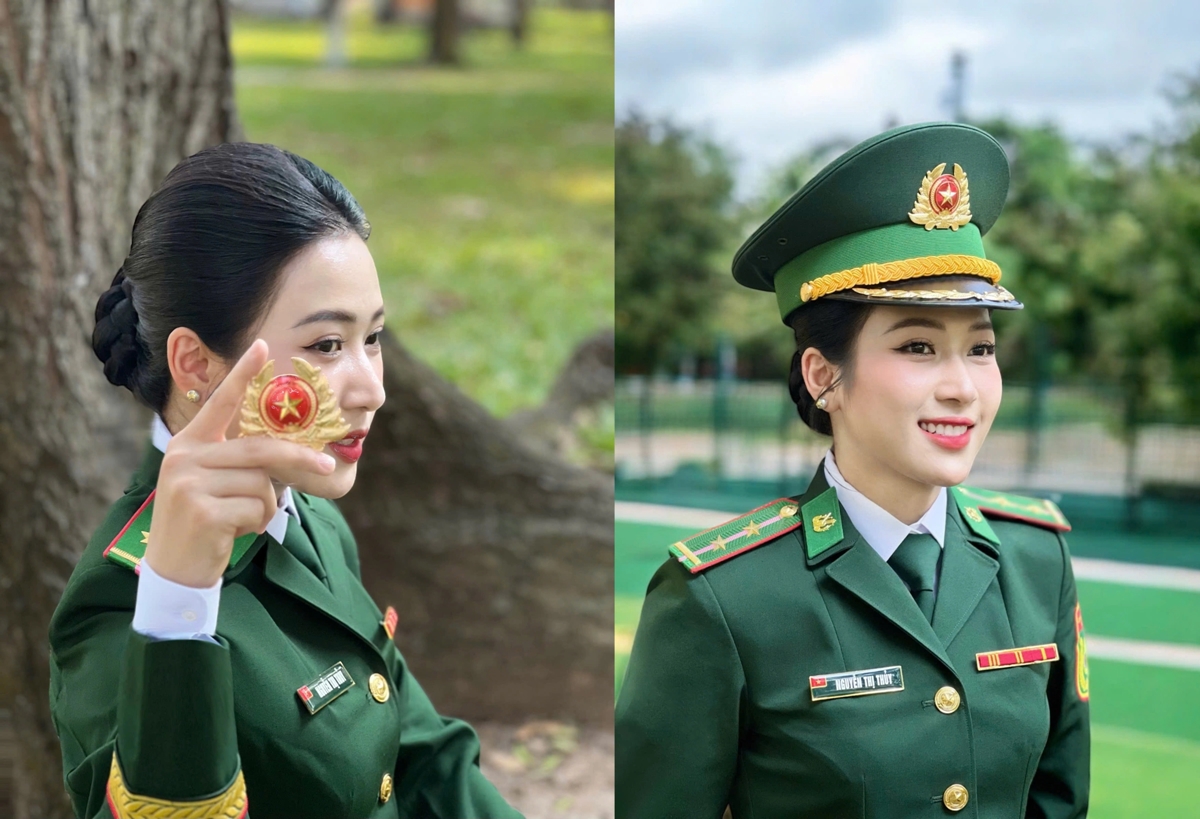Nữ trung úy ‘gây bão’ mạng xã hội với hình ảnh mặc quân phục
