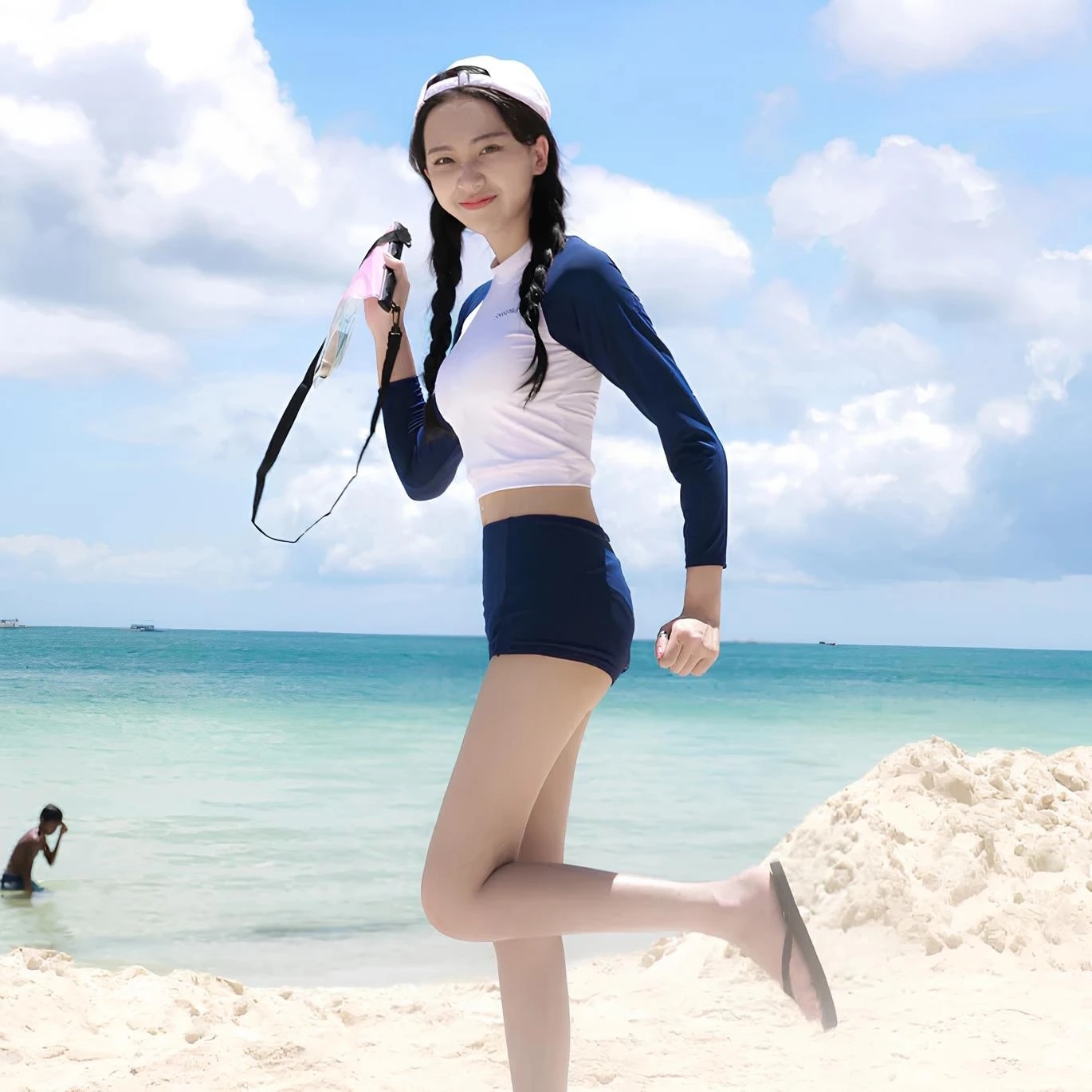 Phụ nữ Hàn Quốc, bikini, rashguard, đồ bơi dài tay, xu hướng thời trang Hàn Quốc, chống nắng