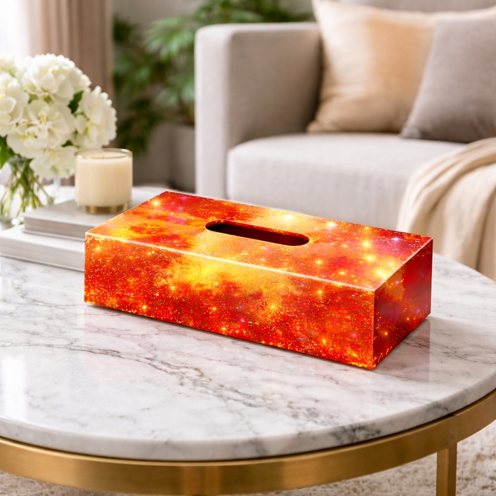 Hộp đựng giấy Red River: Một vệt hoàng hôn đỏ đặt giữa phòng khách