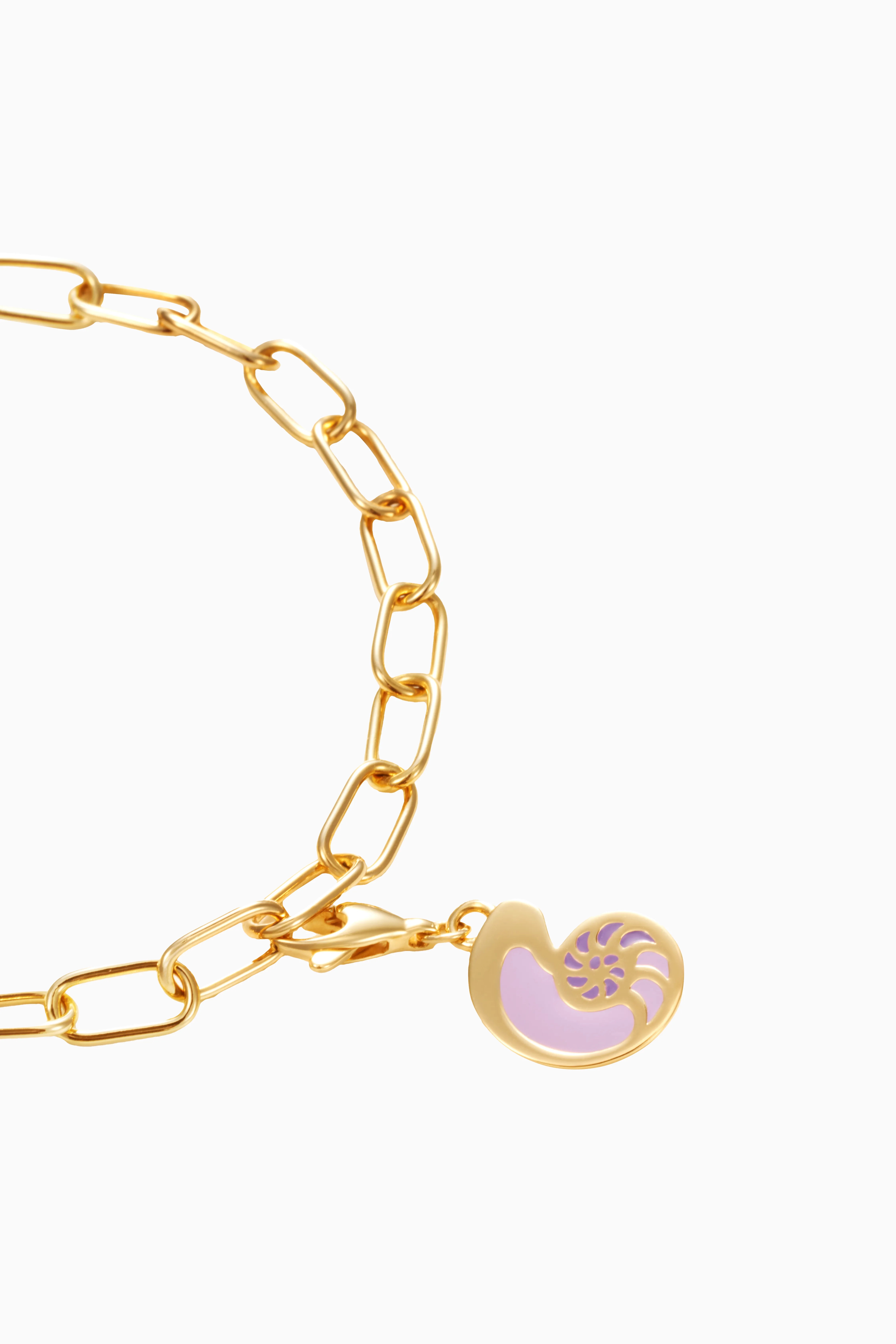 Charm vỏ ốc Odyssey, charm sơn mài tím, charm đồng mạ vàng 18K, charm cảm hứng biển, phụ kiện nữ cao cấp, charm du lịch ý nghĩa