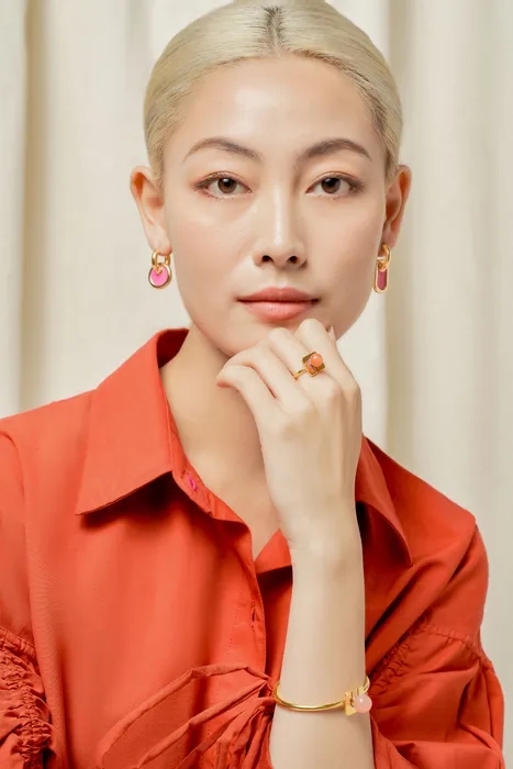 Nhẫn Solar, nhẫn đá Carnelian, nhẫn đá Malachite, nhẫn mặt vuông nữ, nhẫn đồng mạ vàng 18K, nhẫn phong cách hiện đại