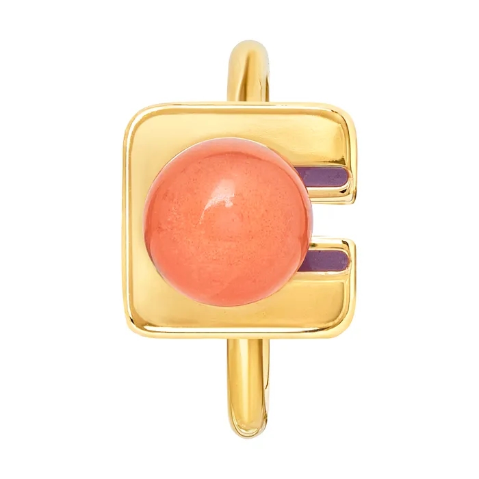 Nhẫn Solar, nhẫn đá Carnelian, nhẫn đá Malachite, nhẫn mặt vuông nữ, nhẫn đồng mạ vàng 18K, nhẫn phong cách hiện đại