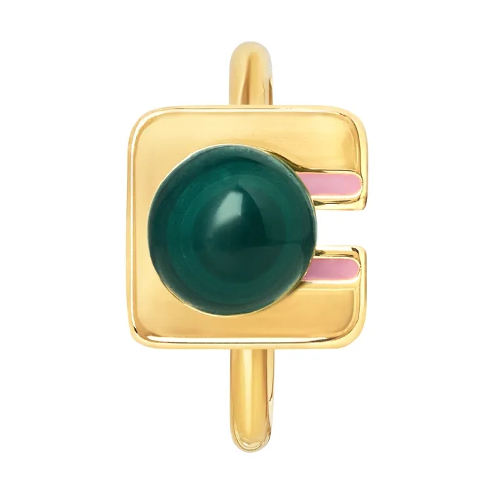 Nhẫn Solar, nhẫn đá Carnelian, nhẫn đá Malachite, nhẫn mặt vuông nữ, nhẫn đồng mạ vàng 18K, nhẫn phong cách hiện đại