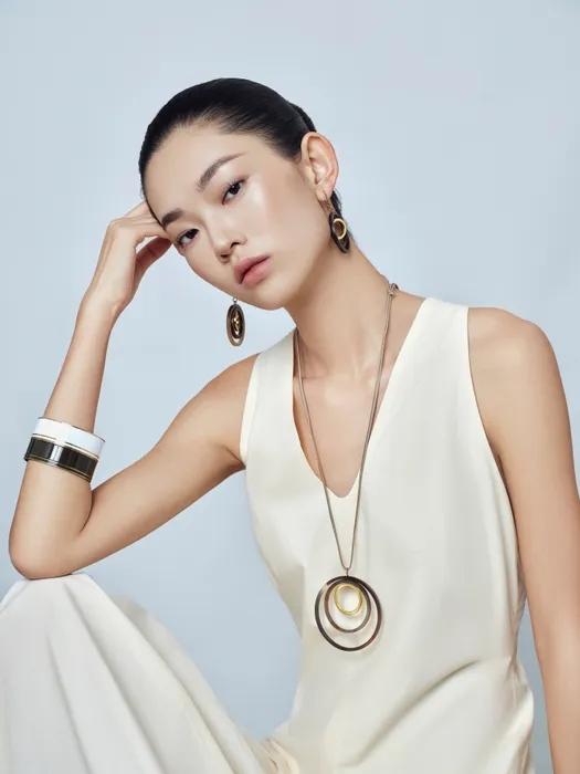 Khuyên tai Rice, khuyên tai sừng trâu sọc, khuyên tai đồng vàng, trang sức lấy cảm hứng từ lúa, khuyên tai vòng tròn lồng ghép