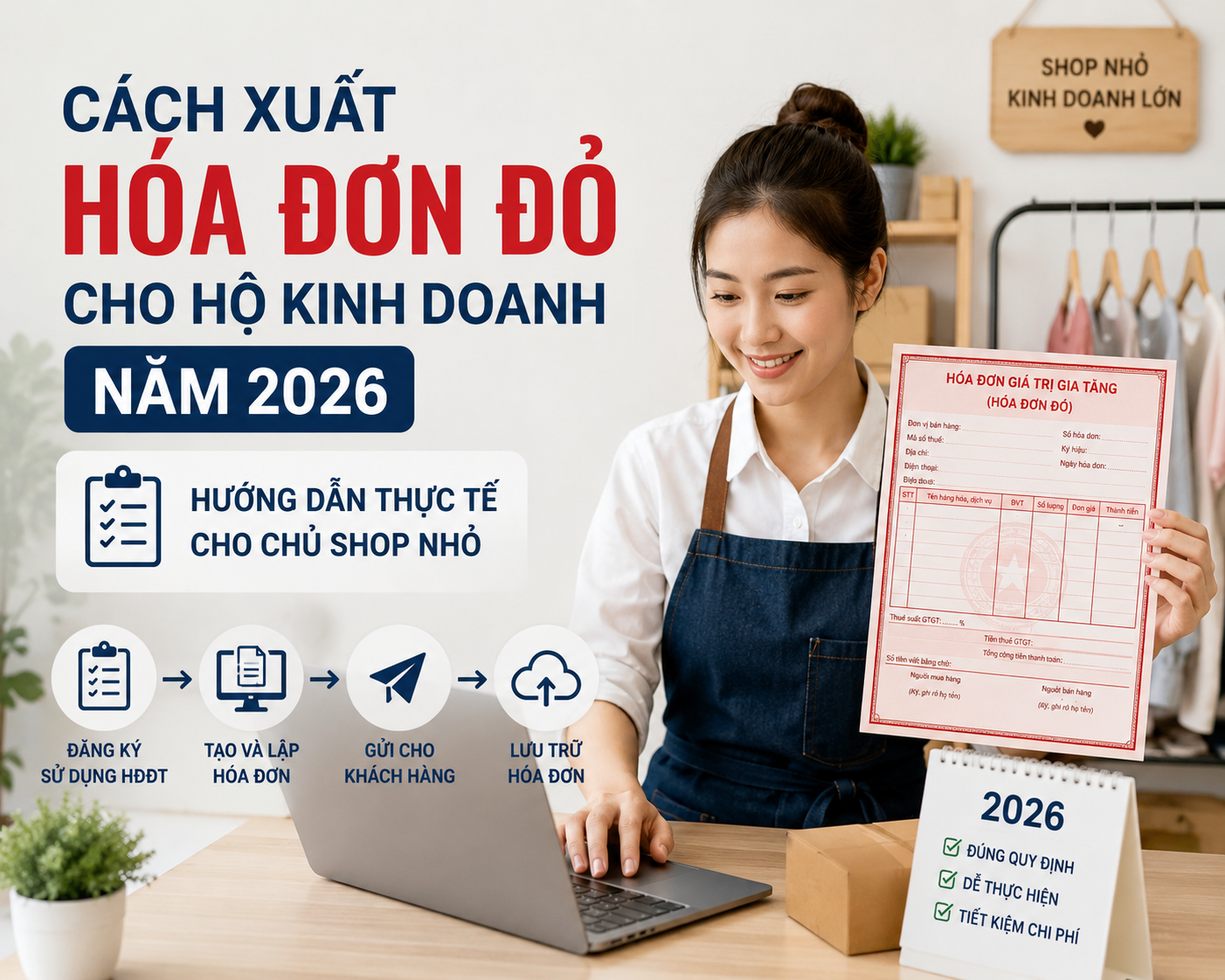 Cách xuất hóa đơn đỏ cho hộ kinh doanh năm 2026: Hướng dẫn thực tế cho chủ shop nhỏ